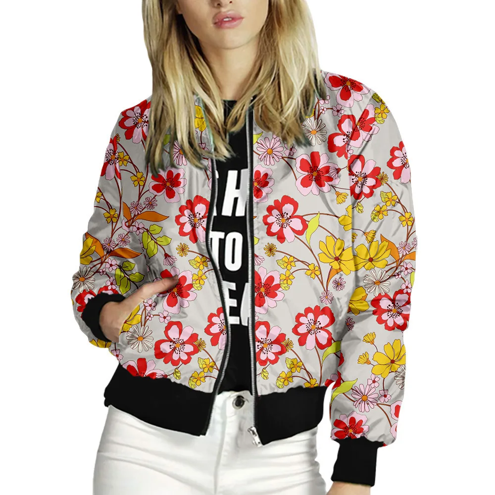 Casual Jackets Women Floral Print Bomber Zipper Coat Spring Autumn Windbreaker Fashion Long Sleeve Female Slim Outerwears
Casual Jackets Women Floral Print Bomber Zipper Coat Spring Autumn Windbreaker Fashion Long Sleeve Female Slim Outerwears