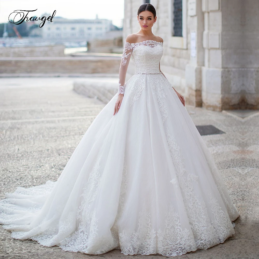 Traugel Vestidos De Novia Сексуальное свадебное платье с вырезом лодочкой и кружевом Скромная аппликация с длинным рукавом и пуговицами со шлейфом A Line Свадебное платье
Traugel Vestidos De Novia Сексуальное свадебное платье с вырезом лодочкой и кружевом Скромная аппликация с длинным рукавом и пуговицами со шлейфом A Line Свадебное платье
