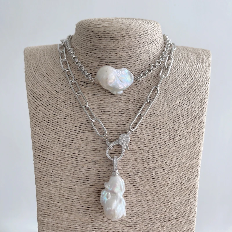 5pcs/lot Fashionable Handmade Baroque Freshwater Pearls Silver Color Chain Necklaces
5pcs/lot Fashionable Handmade Baroque Freshwater Pearls Silver Color Chain Necklaces