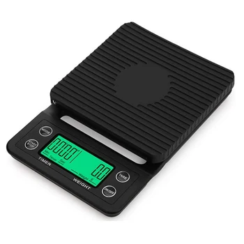 타이머가 있는 휴대용 전자 디지털 주방 체중계 커피 체중계, 고정밀 LCD 전자 드립 저울, 5kg, 0.1g
