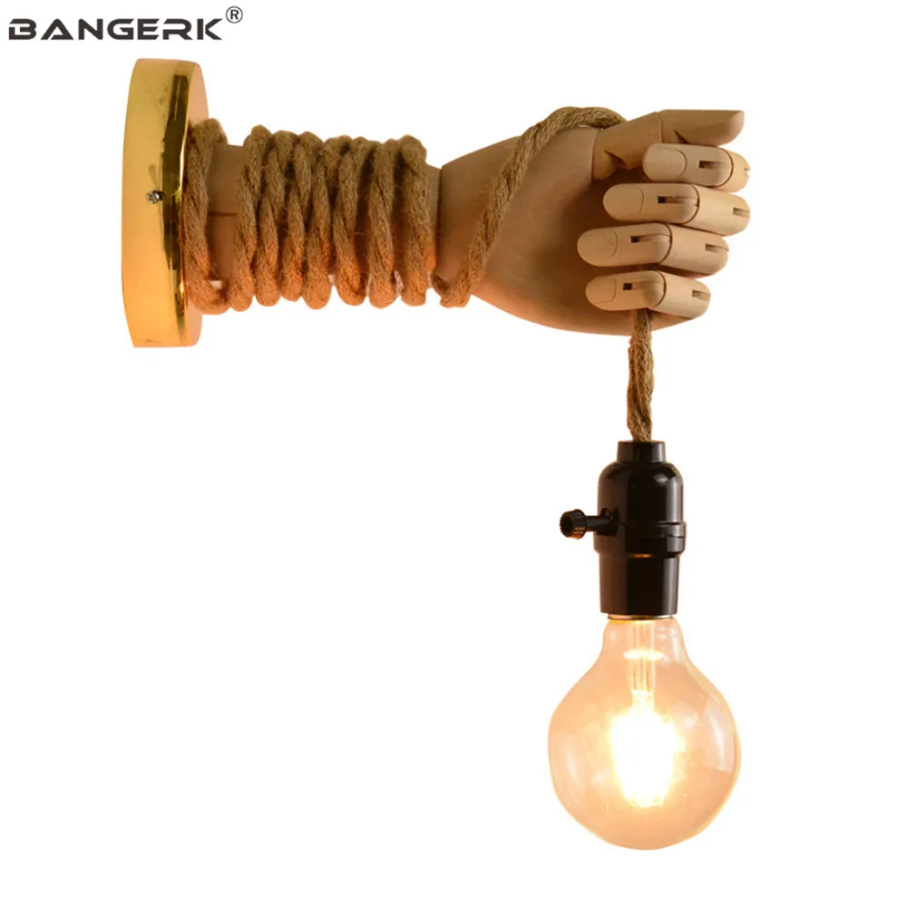 Creative Hand Type LED Wall Lamp Modern Wood Hemp Rope Edison Sconce Wall Lights Switch Loft Decor Home Lighting Luminaire
Creative Hand Type LED Wall Lamp Modern Wood Hemp Rope Edison Sconce Wall Lights Switch Loft Decor Home Lighting Luminaire