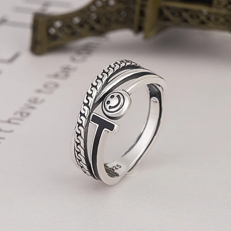 SA SILVERAGE Retro Smiley Face Chain T Ring Jewelry Silver 925 S925 Sterling Silver Ring Female Men's Ring Fashion Marcasite
SA SILVERAGE Retro Smiley Face Chain T Ring Jewelry Silver 925 S925 Sterling Silver Ring Female Men's Ring Fashion Marcasite