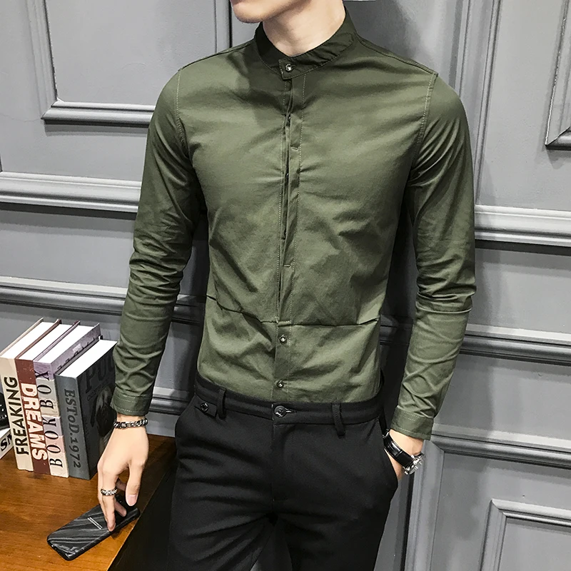 Men's 2020 Spring Stand Long Sleeve Shirt Korean Casual Slim Fit Dress Shirts Streetwear Social Night Club Clothes Blouse Homme
Men's 2020 Spring Stand Long Sleeve Shirt Korean Casual Slim Fit Dress Shirts Streetwear Social Night Club Clothes Blouse Homme