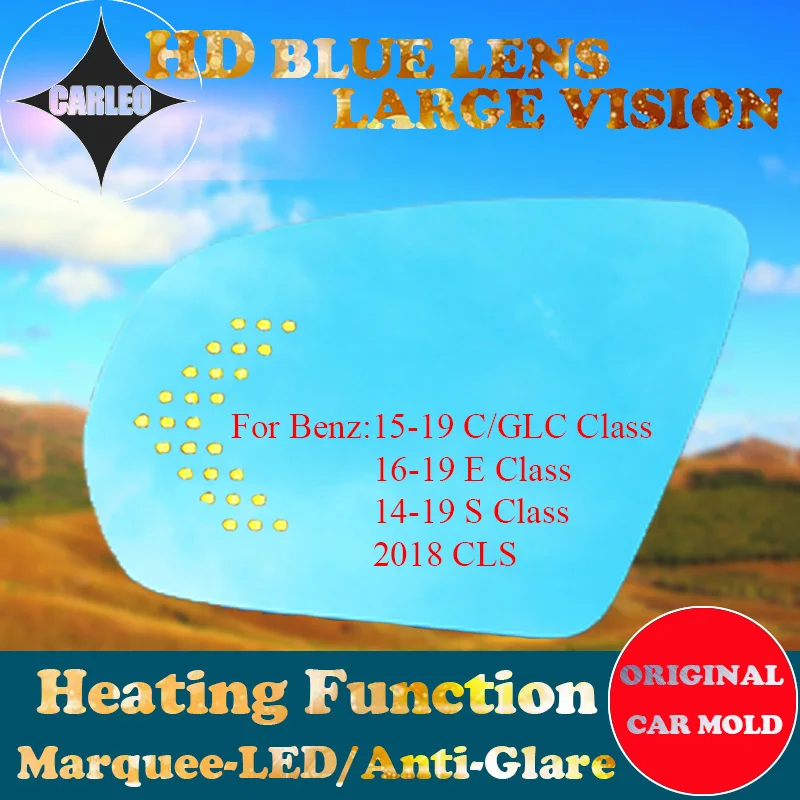 1 Pair Car Side View Mirror Lens for Benz C E S Class GLC CLS Blue Glass Large view With Heating Blind Spot Warning Marquee LED
1 Pair Car Side View Mirror Lens for Benz C E S Class GLC CLS Blue Glass Large view With Heating Blind Spot Warning Marquee LED
