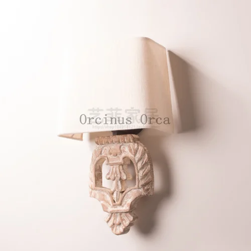 French retro solid wood carving wall lamp, living room, corridor, bedroom, American rural old style hand-made cloth wall lamp
French retro solid wood carving wall lamp, living room, corridor, bedroom, American rural old style hand-made cloth wall lamp