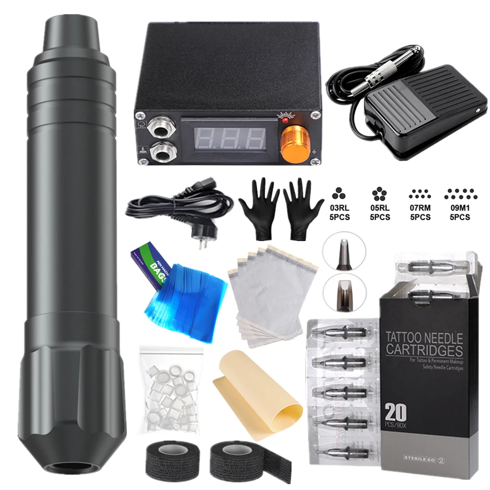 2021 Tattoo Kits Including Rotary Pen Machine, Mini Power Supply, Footpedal ,20pcs Cartridges Needle, Practice Skin Leather
2021 Tattoo Kits Including Rotary Pen Machine, Mini Power Supply, Footpedal ,20pcs Cartridges Needle, Practice Skin Leather