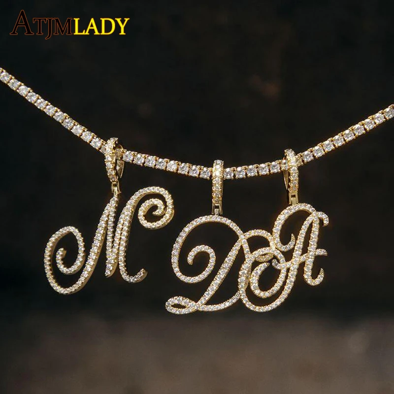 2024 New Cursive Letters A To Z Diy Name Pendant Necklace Bling 5A Cubic Zirconia Full Iced Out CZ Tennis chain For Men
2024 New Cursive Letters A To Z Diy Name Pendant Necklace Bling 5A Cubic Zirconia Full Iced Out CZ Tennis chain For Men