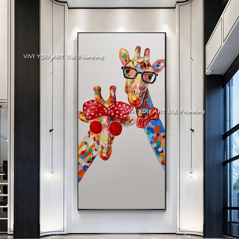The Cute Giraffe Couple Handmade Modern Abstract Oil Painting On Canvas Corridor Pink Colorful Wall Art Decor for Home Animal
The Cute Giraffe Couple Handmade Modern Abstract Oil Painting On Canvas Corridor Pink Colorful Wall Art Decor for Home Animal