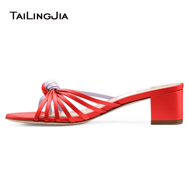 Chunky Heel Mules Sandals Knot Party Shoe Women Beautiful Design Red White PU Leather Block Heel Large Size Elegant Slip on Shoe
Chunky Heel Mules Sandals Knot Party Shoe Women Beautiful Design Red White PU Leather Block Heel Large Size Elegant Slip on Shoe