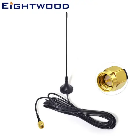 Eightwood Indoor DAB+Radio Aerial Magnetic Mounting Antenna SMA Plug Male Connector 4m Extension Cable for AutoDAB Clarion Beat