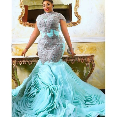 Женское вечернее платье-Русалка Aso Ebi, платье небесно-голубого цвета с оборками и высоким воротником, кружевное платье с кристаллами
Женское вечернее платье-Русалка Aso Ebi, платье небесно-голубого цвета с оборками и высоким воротником, кружевное платье с кристаллами