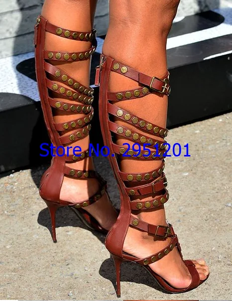 Classic Brown Cross Strap Gladiator Boots Women Peep Toe High Heels Knee-High Boots Summer Sexy Lace Up Boots
Classic Brown Cross Strap Gladiator Boots Women Peep Toe High Heels Knee-High Boots Summer Sexy Lace Up Boots