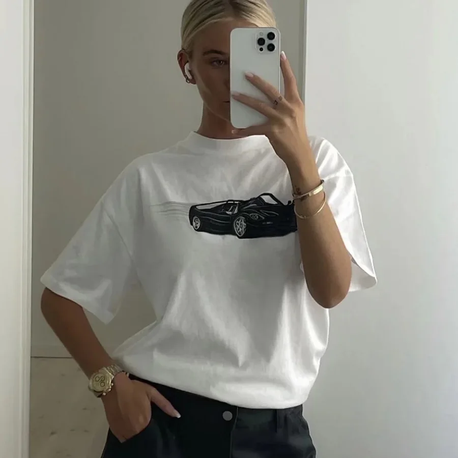 Le Luz Oversized White Car Printed T-Shirt Tee Cotton Graphic Summer T Shirt Vintage Women Short Sleeve Girls Women Tee Tops
Le Luz Oversized White Car Printed T-Shirt Tee Cotton Graphic Summer T Shirt Vintage Women Short Sleeve Girls Women Tee Tops