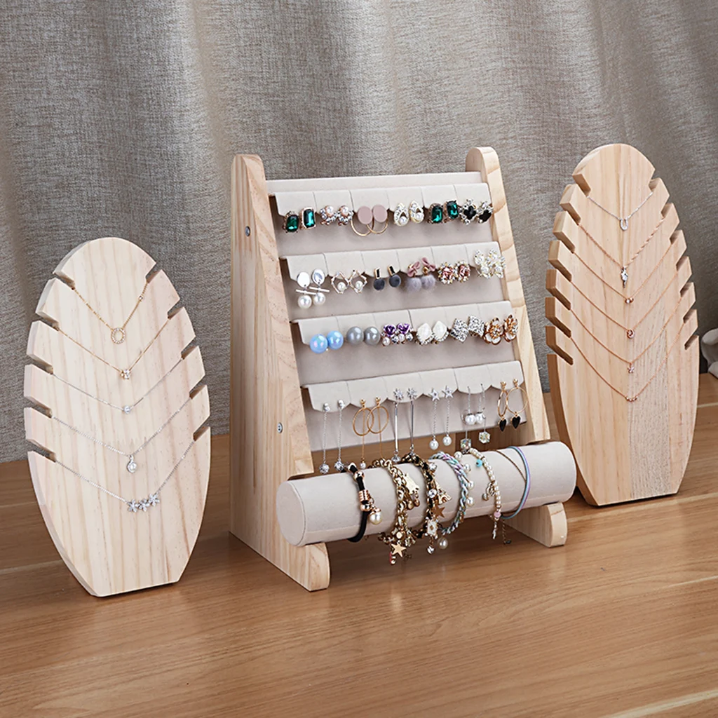 Wooden Jewelry Display Stand Bracelet Holder Rack Hanger Earrings Necklaces Stand Storage for Jewelry Organizer T-Bar Showcase
Wooden Jewelry Display Stand Bracelet Holder Rack Hanger Earrings Necklaces Stand Storage for Jewelry Organizer T-Bar Showcase