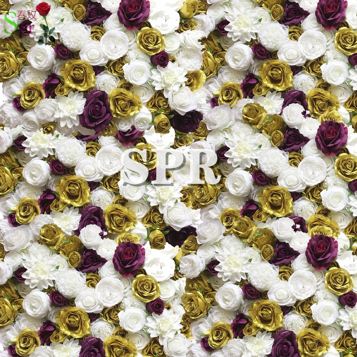 SPR gold artificial flower wall wedding backdrop high quality display party arrangements design for baby show
SPR gold artificial flower wall wedding backdrop high quality display party arrangements design for baby show