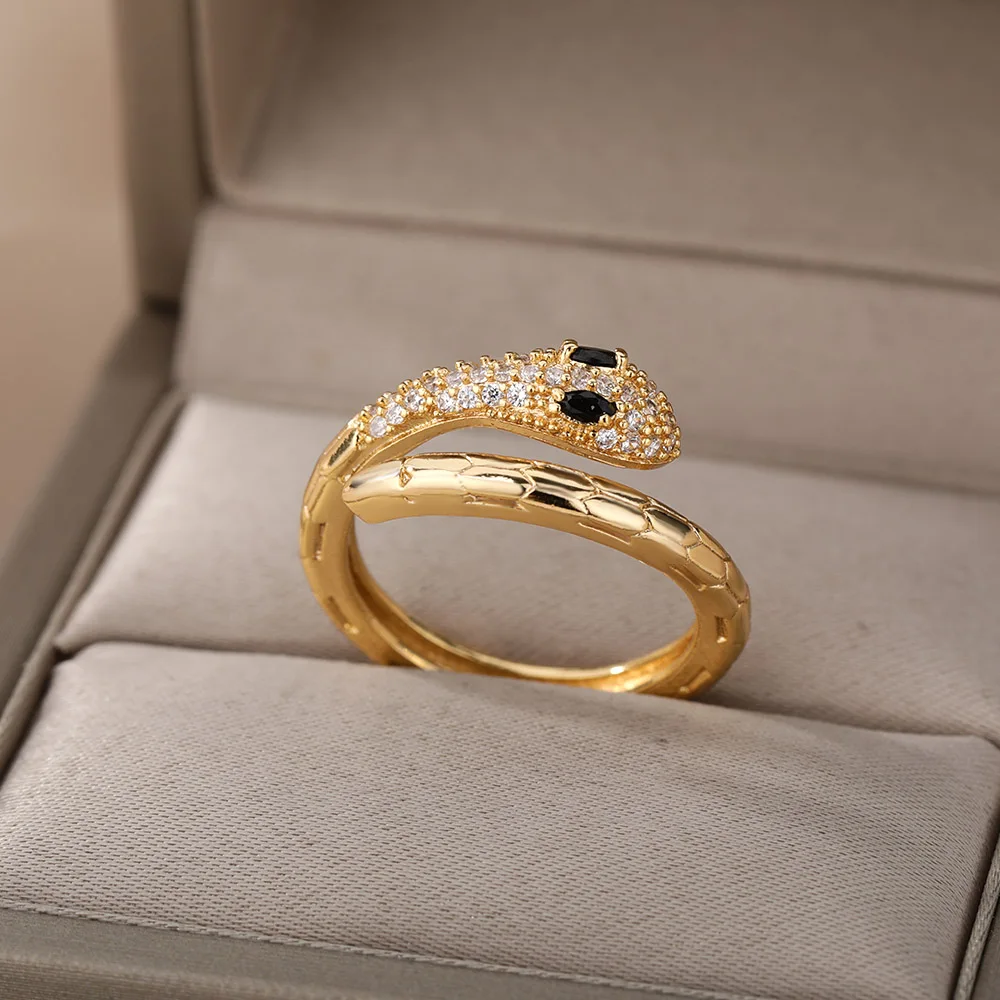 Cubic Zirconia Snake Rings For Women Adjustable Stainless Steel Gold Color Crystal Ring Wedding Couple Jewerly anillos
Cubic Zirconia Snake Rings For Women Adjustable Stainless Steel Gold Color Crystal Ring Wedding Couple Jewerly anillos