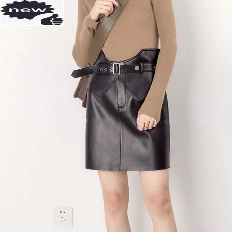 2021 Autumn Sweet Pink Sheepskin Genuine Leather Skirts Women Elegant Black Sashes High Waist Slim Fit A-Line Wrap Short Skirt
2021 Autumn Sweet Pink Sheepskin Genuine Leather Skirts Women Elegant Black Sashes High Waist Slim Fit A-Line Wrap Short Skirt