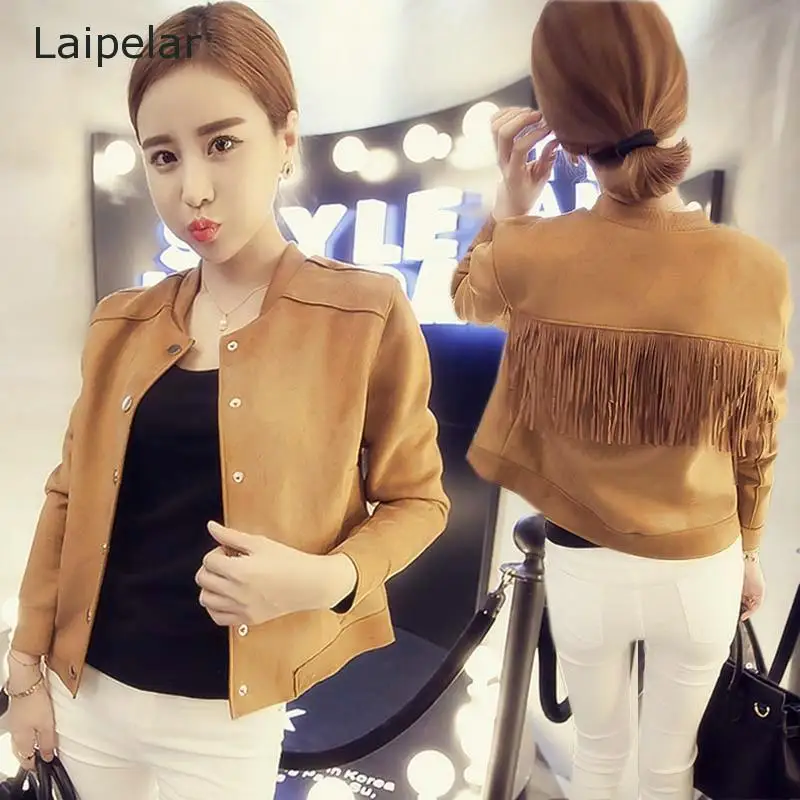 Chic Suede Fringed Jacket Slim-Fit Stand-Up Collar Coat Ladies Long-Sleeved Short Single-Breasted Cardigan Thin Jacket
Chic Suede Fringed Jacket Slim-Fit Stand-Up Collar Coat Ladies Long-Sleeved Short Single-Breasted Cardigan Thin Jacket