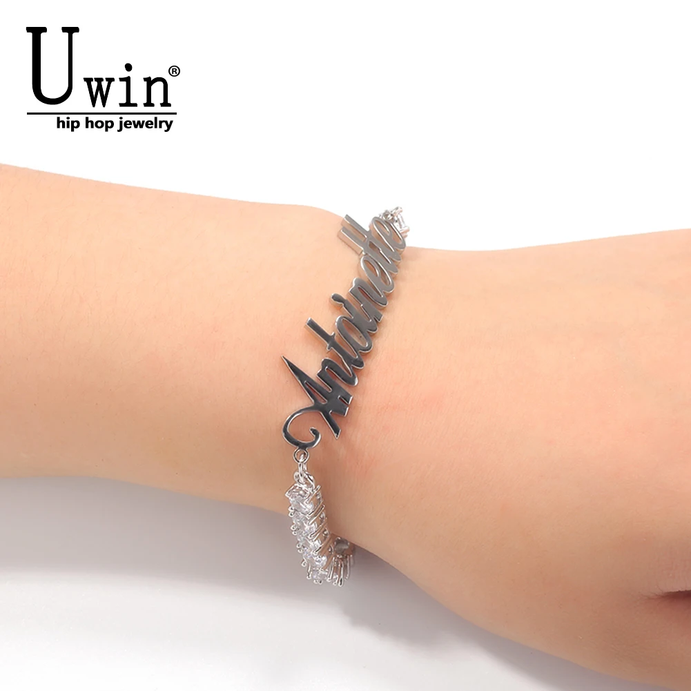 Uwin Name Custom Bracelet Stainless Steel Initial Letters Personalized With Extension Chain Fashion Hip Hop Jewelry
Uwin Name Custom Bracelet Stainless Steel Initial Letters Personalized With Extension Chain Fashion Hip Hop Jewelry