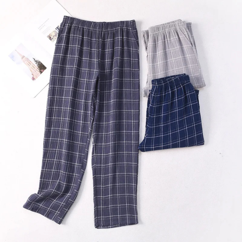 New Mens Plaid Gauze Sleep Bottoms Knitted Cotton Lounge Wear Loose and Soft Pyjamas Trousers Plus Size Sleepwear Home Pants
New Mens Plaid Gauze Sleep Bottoms Knitted Cotton Lounge Wear Loose and Soft Pyjamas Trousers Plus Size Sleepwear Home Pants