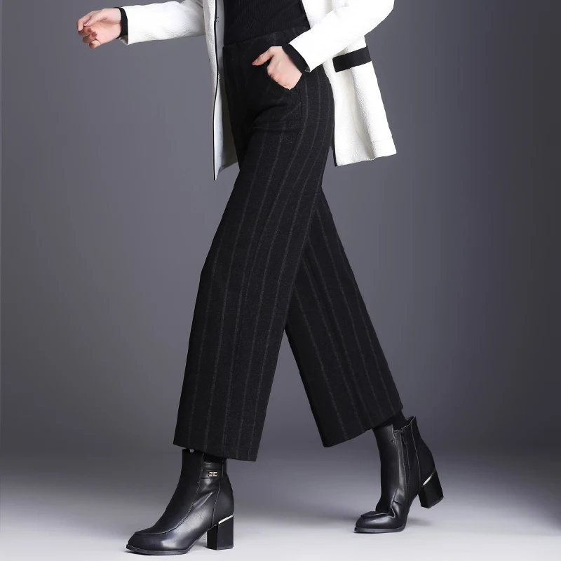 Winter Woolen Women 2020 High Waist Striped Loose Female Office Trousers Plus Size S~3XL Ankle-length Elegant Woman Pants
Winter Woolen Women 2020 High Waist Striped Loose Female Office Trousers Plus Size S~3XL Ankle-length Elegant Woman Pants