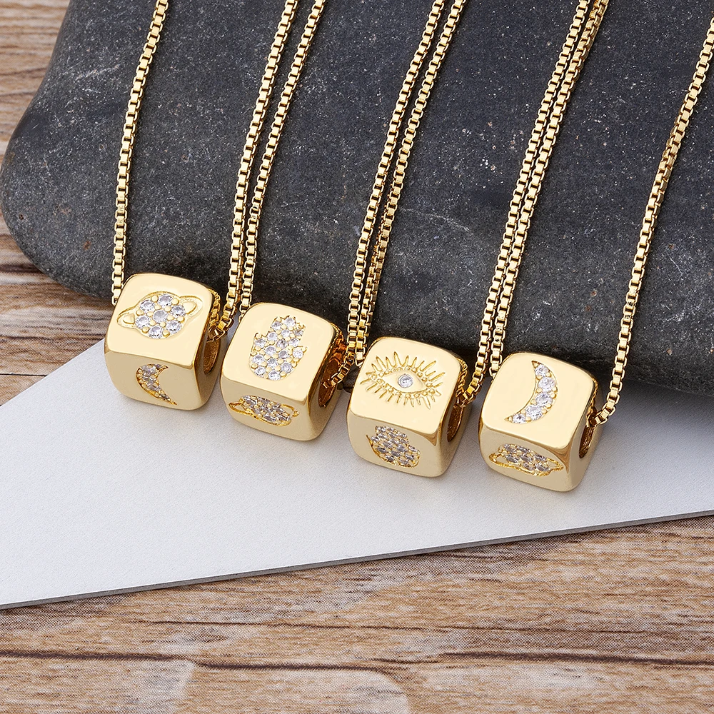 New Design Cute Cube Evil Eye Pendant Copper Zircon Gold Color Chain Necklace For Women Party Wedding Jewelry Gift Wholesale
New Design Cute Cube Evil Eye Pendant Copper Zircon Gold Color Chain Necklace For Women Party Wedding Jewelry Gift Wholesale