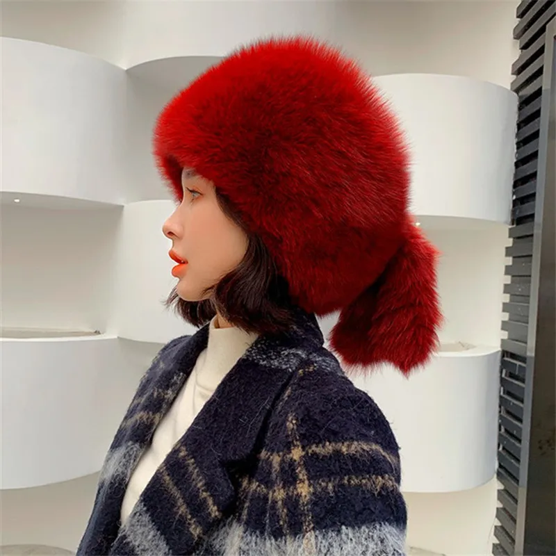 Hot Sale 2023 Winter Hat 100% Natural Fox Fur Hat Russian Women Cap Thick Fur Cap Warm Hat Female Hat with earflaps Fur Hat
Hot Sale 2023 Winter Hat 100% Natural Fox Fur Hat Russian Women Cap Thick Fur Cap Warm Hat Female Hat with earflaps Fur Hat