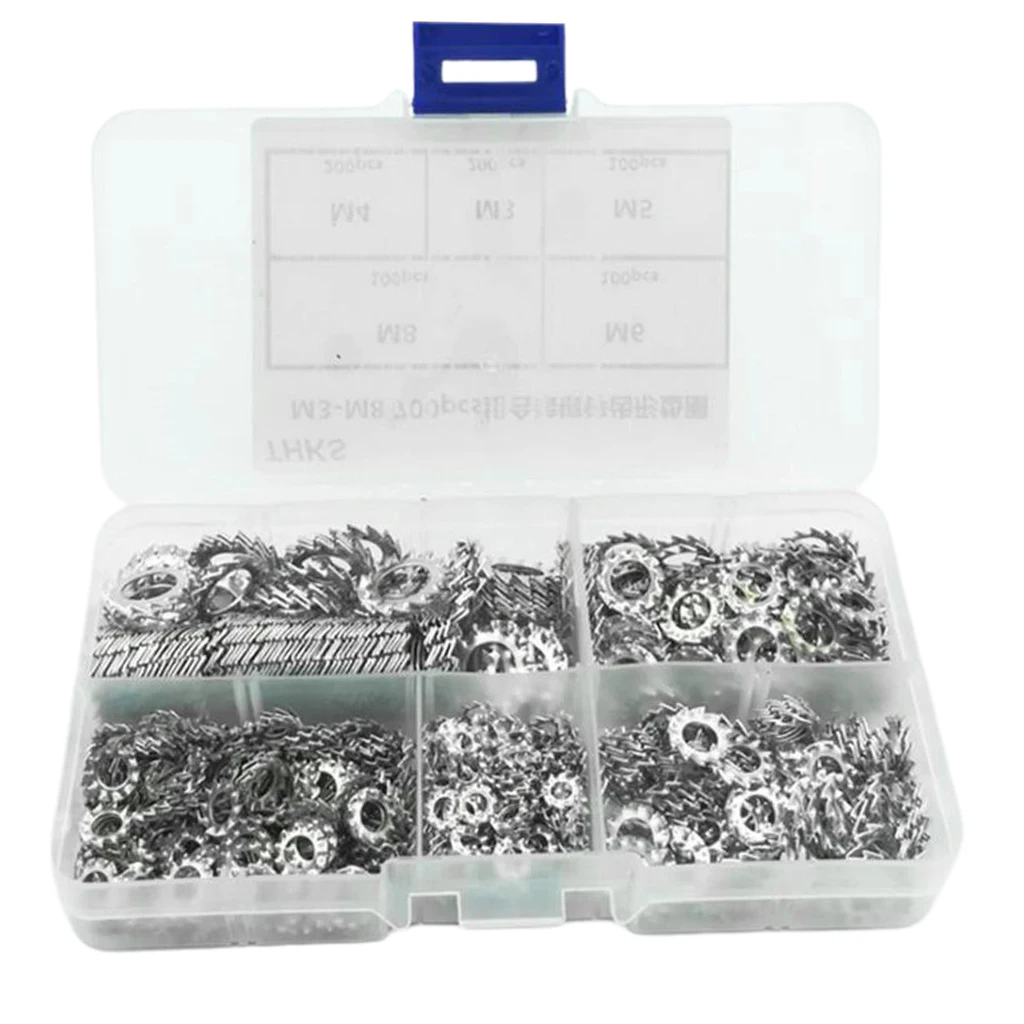 700pcs M3/M4/M5/M6/M8 Combination Box Stainless Steel 304 External Toothed Star Gasket Serrated Lock Washer Assortment Kit
700pcs M3/M4/M5/M6/M8 Combination Box Stainless Steel 304 External Toothed Star Gasket Serrated Lock Washer Assortment Kit