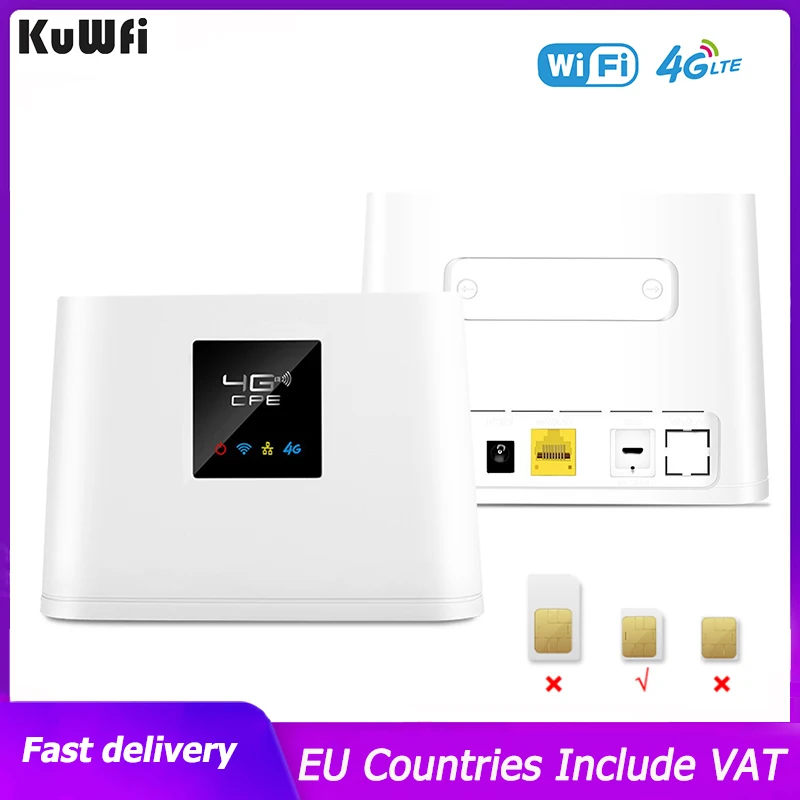 Марш рутизатор KuWFi 4G 150 Мбит / с Беспроводной марш рутизатор Wi-Fi со слотом для SIM-карты и портом RJ45 Встроенные внешние антенны Поддержка 10 пользователей Wi-Fi для дома
Марш рутизатор KuWFi 4G 150 Мбит / с Беспроводной марш рутизатор Wi-Fi со слотом для SIM-карты и портом RJ45 Встроенные внешние антенны Поддержка 10 пользователей Wi-Fi для дома