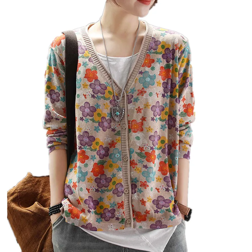 Sweater Retro Women Loose Knitting Sweater Tops Print Flower O-Neck casual Blended Female Sweater
Sweater Retro Women Loose Knitting Sweater Tops Print Flower O-Neck casual Blended Female Sweater