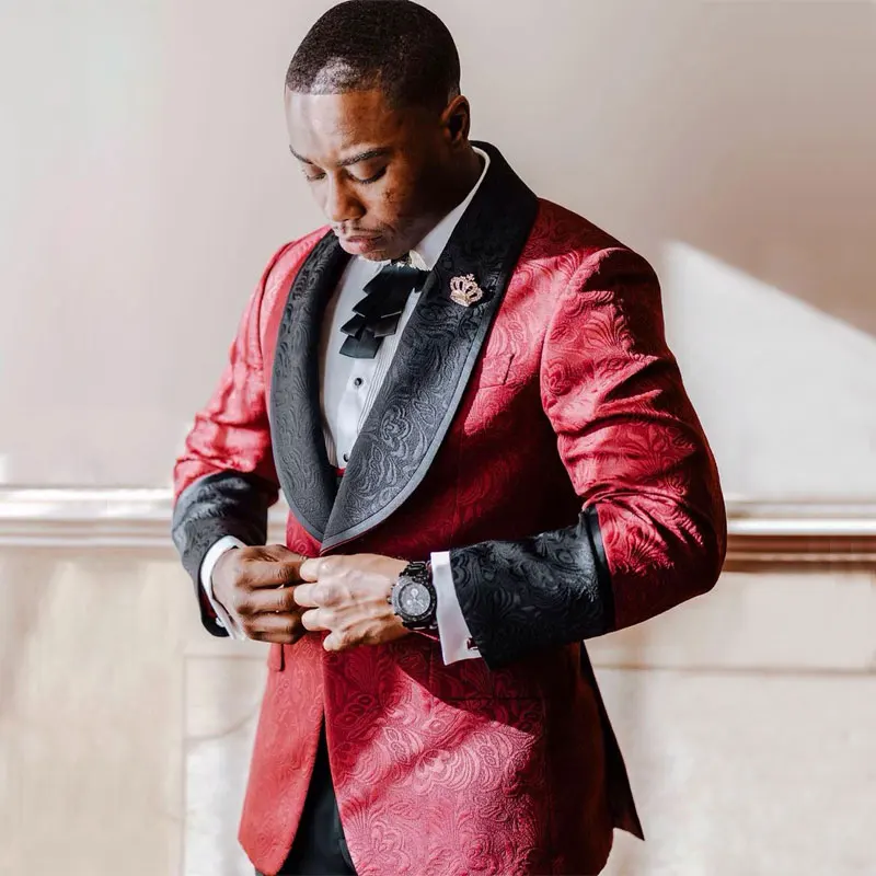 Burgundy Pattern Men's Suit Wedding Blazers Jacquard Male Tuxedos Three Pieces Groom Wear Shawl Lapel Prom Jacket Vest And Pants
Burgundy Pattern Men's Suit Wedding Blazers Jacquard Male Tuxedos Three Pieces Groom Wear Shawl Lapel Prom Jacket Vest And Pants