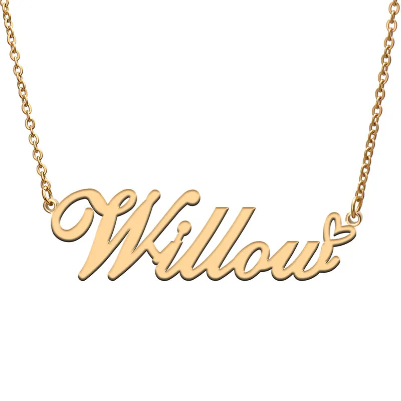 Willow Name with Love Heart Necklace for Women Stainless Steel Jewelry Nameplate Pendant Femme Mother Child Girls Gift
Willow Name with Love Heart Necklace for Women Stainless Steel Jewelry Nameplate Pendant Femme Mother Child Girls Gift