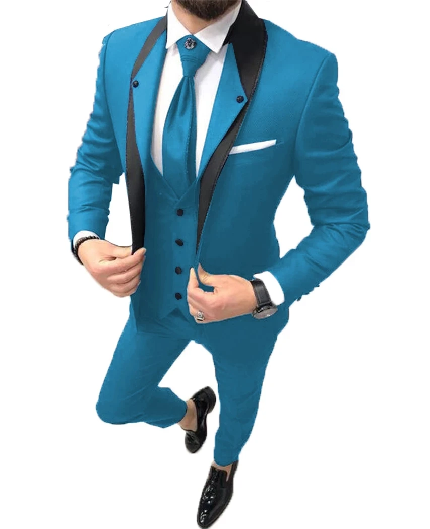 3 Pcs (Jacket+Pants+Vest) New Arrival Aqua Blue Costume Homme Groom Tuxedos Men Suits Wedding Prom Dinner Best Man Blazer
3 Pcs (Jacket+Pants+Vest) New Arrival Aqua Blue Costume Homme Groom Tuxedos Men Suits Wedding Prom Dinner Best Man Blazer