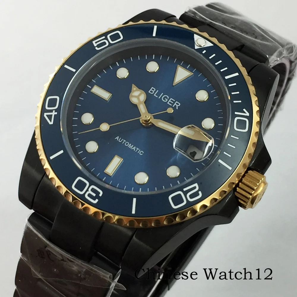 Bliger 40mm NH35 NH35A Movement 40mm Watch Black PVD Case Gold Bezel Seeing-through Sapphire glass Top fashion leisure Watch
Bliger 40mm NH35 NH35A Movement 40mm Watch Black PVD Case Gold Bezel Seeing-through Sapphire glass Top fashion leisure Watch