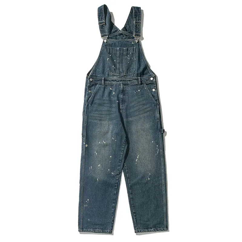 2021 American Retro Jeans Men Woman Overalls Bib Denim Jumpsuits Loose Straight Paint Spot Street Hip Hop Pants Blue Trousers
2021 American Retro Jeans Men Woman Overalls Bib Denim Jumpsuits Loose Straight Paint Spot Street Hip Hop Pants Blue Trousers