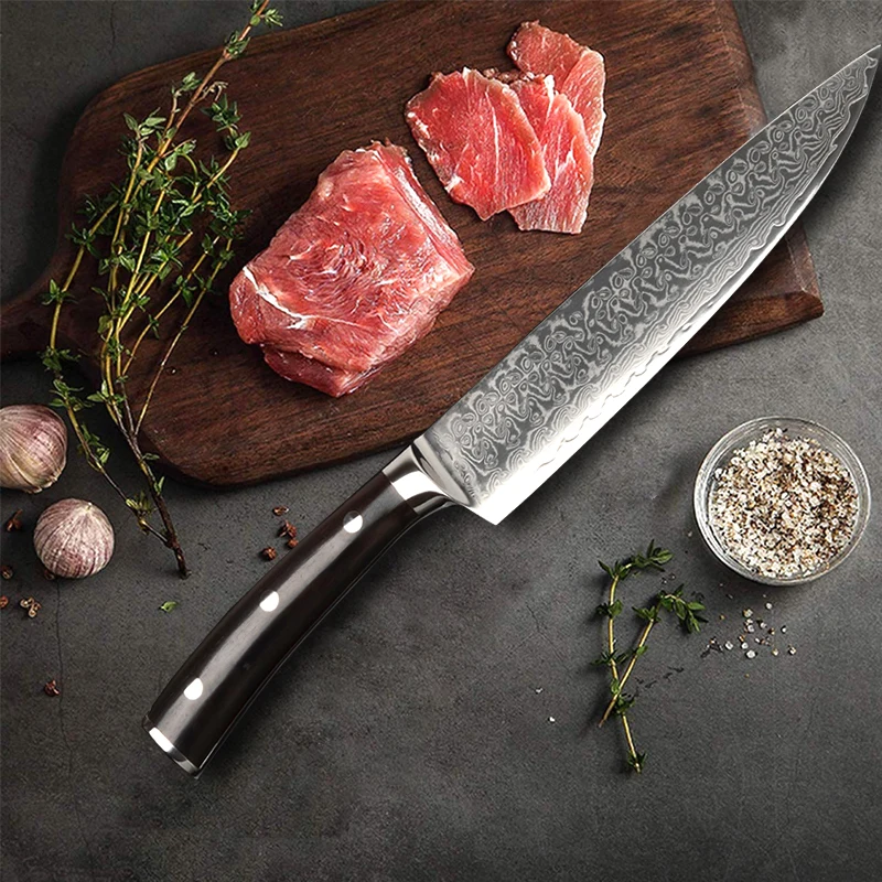 Razor Sharp High Quality Japanese Damascus Steel Kitchen Gyuto 8inch Chef Knives with Non Slip Handle
Razor Sharp High Quality Japanese Damascus Steel Kitchen Gyuto 8inch Chef Knives with Non Slip Handle