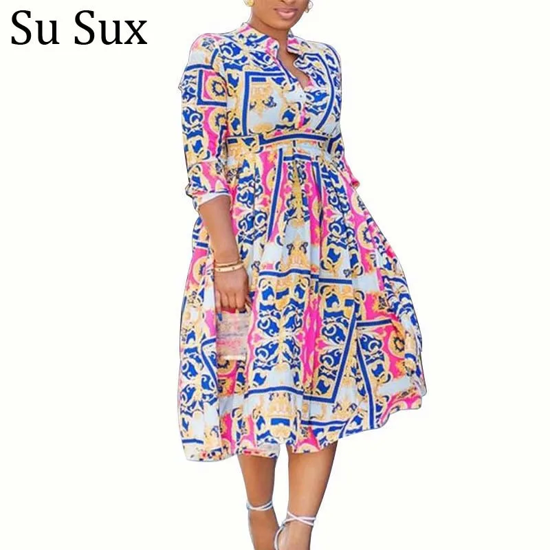 Vintage Maxi Dress African Clothes For Women Robe Plus Size Stand Collar High Waist Long Dress Vestidos Partyclub 2021 Spring 
Vintage Maxi Dress African Clothes For Women Robe Plus Size Stand Collar High Waist Long Dress Vestidos Partyclub 2021 Spring