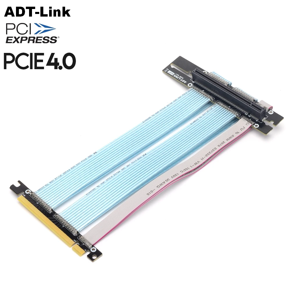 PCI-E x16 4.0 Riser Cable, ADT-Link PCI Express 4.0 Extension Cable, 90 Degree PCIE Extender Graphics Card Vertical Mount
PCI-E x16 4.0 Riser Cable, ADT-Link PCI Express 4.0 Extension Cable, 90 Degree PCIE Extender Graphics Card Vertical Mount