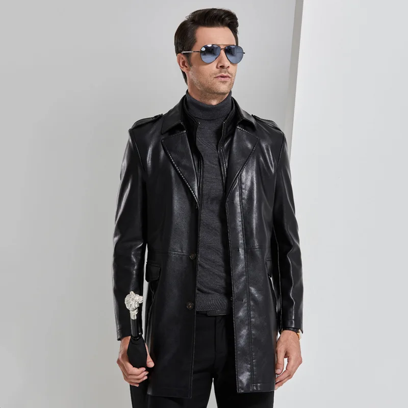 New men's mid-length leather leather coat, sheepskin coat, autumn and winter lengthened leather coat
New men's mid-length leather leather coat, sheepskin coat, autumn and winter lengthened leather coat