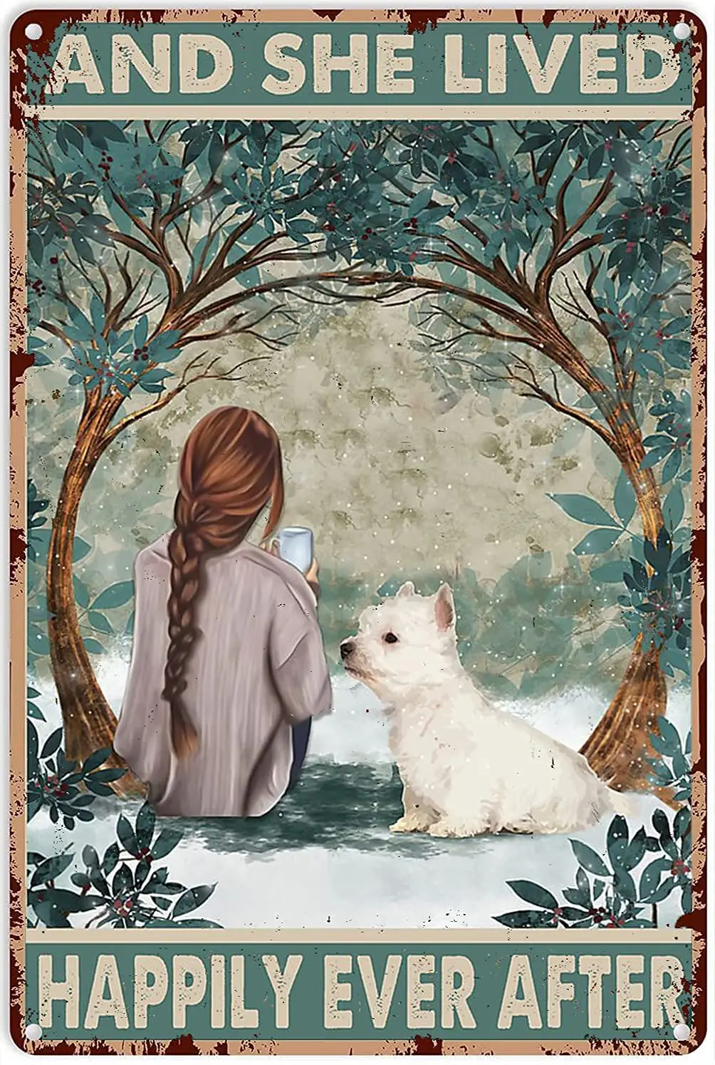 Vintage Tin Wall Decor Girl and Westie Dog and She Lived Vintage Sign for Indoor Outdoor Farmhouse Coffee Shop 12x8 inch
Vintage Tin Wall Decor Girl and Westie Dog and She Lived Vintage Sign for Indoor Outdoor Farmhouse Coffee Shop 12x8 inch