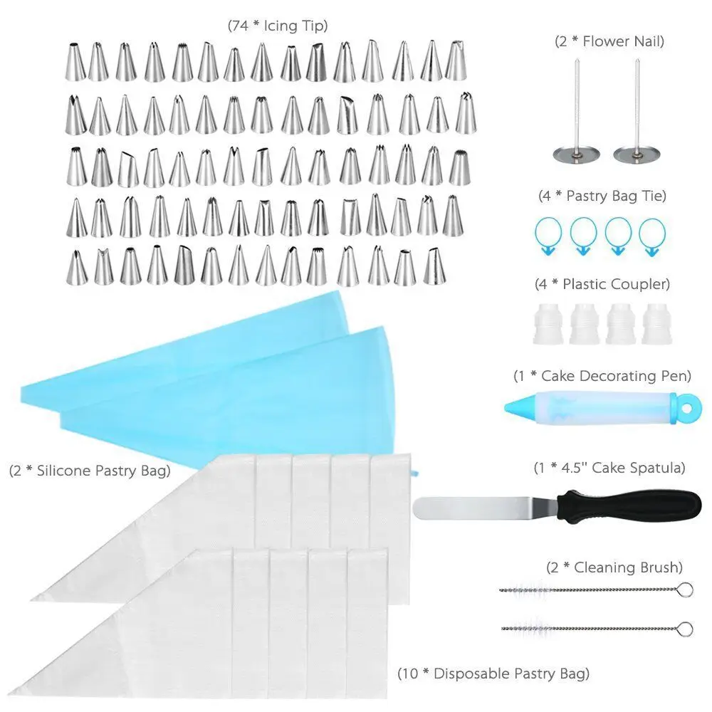 100 Pcs/set Pastry Nozzles/Converter Pastry Bag Confectionery Nozzle Stainless Cream Baking Tools Decorating Tip Sets
100 Pcs/set Pastry Nozzles/Converter Pastry Bag Confectionery Nozzle Stainless Cream Baking Tools Decorating Tip Sets