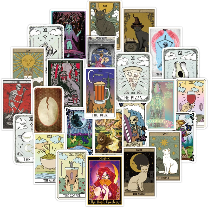 10/30/50PCS Tarot Card Fortune-telling Doodle Sticker Collection For Luggage Laptop Guitar Skateboard Phone Toy Decals Stickers
10/30/50PCS Tarot Card Fortune-telling Doodle Sticker Collection For Luggage Laptop Guitar Skateboard Phone Toy Decals Stickers