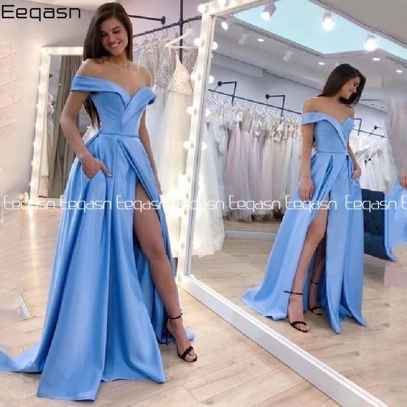 Sky Blue Long Evening Dress Party Gown with Pockets Vestidos De Festa Side Split Floor-Length Special Occasion Prom Dress
Sky Blue Long Evening Dress Party Gown with Pockets Vestidos De Festa Side Split Floor-Length Special Occasion Prom Dress