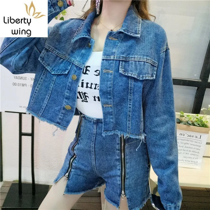 Street Jeans + Set 2020 Spring Autumn New Womens Long Sleeve Jacket Denim Short Pants 2 Piece Shorts Sets 
Street Jeans + Set 2020 Spring Autumn New Womens Long Sleeve Jacket Denim Short Pants 2 Piece Shorts Sets