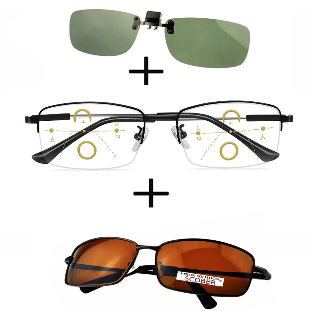 3Pcs!!! Titanium Progressive Multifocal Reading Glasses Men Women + Polarized Sunglasses Ultralight Sports + Sunglasses Clip
3Pcs!!! Titanium Progressive Multifocal Reading Glasses Men Women + Polarized Sunglasses Ultralight Sports + Sunglasses Clip