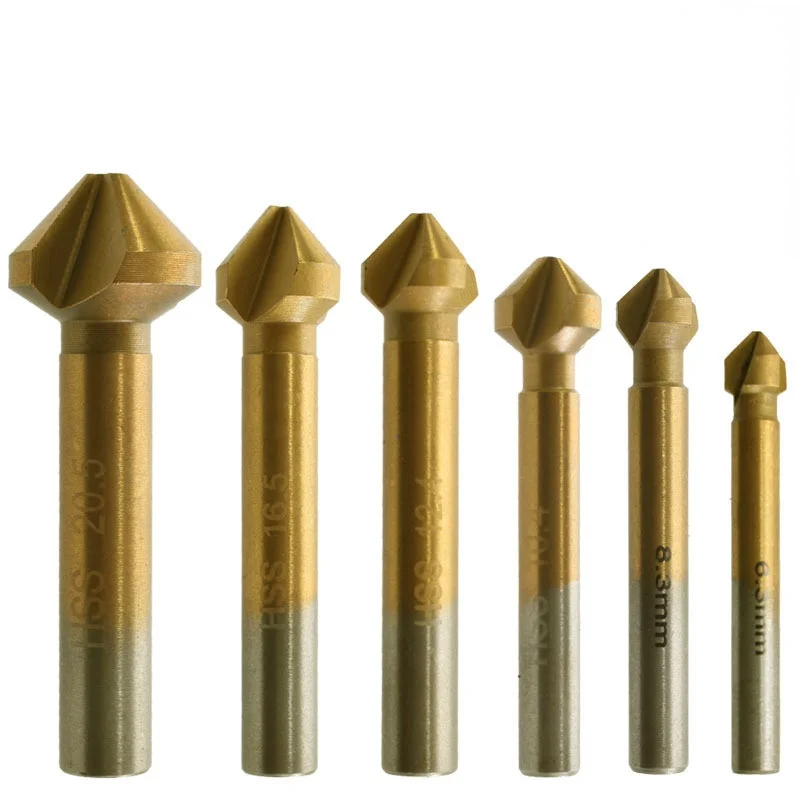3-Blade Chamferer 6PCs High Speed Steel 90 Degree Deburring Reaming Drill Bit Tapper Sets Metal Rose Reamer
3-Blade Chamferer 6PCs High Speed Steel 90 Degree Deburring Reaming Drill Bit Tapper Sets Metal Rose Reamer