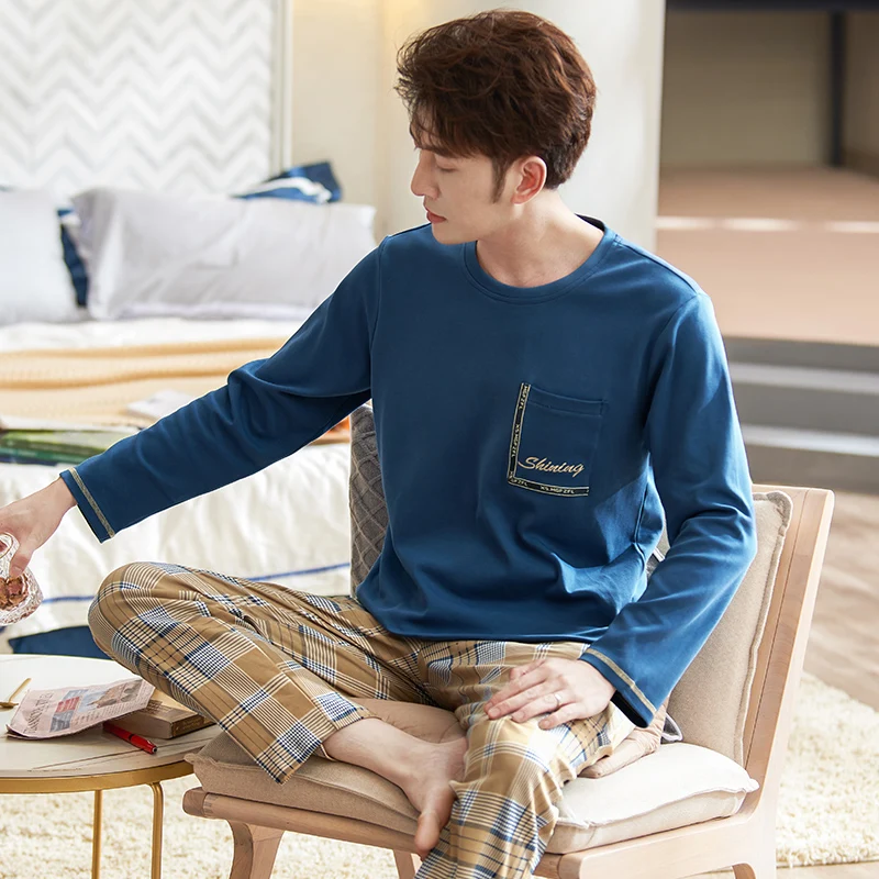Men Pajama Sets Full Pure Cotton Pyjamas Male Big Yards 3XL Sleepwear Nightwear Letter Printed Tops Plaid Pants Casual Tracksuit
Men Pajama Sets Full Pure Cotton Pyjamas Male Big Yards 3XL Sleepwear Nightwear Letter Printed Tops Plaid Pants Casual Tracksuit