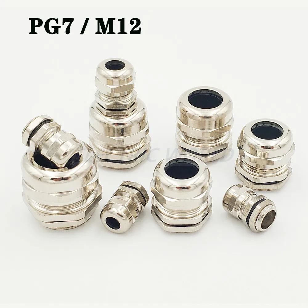3pcs PG7 M12 Waterproof Cable Glands Nickel Brass Metal IP68 Wire Connector Wire Glands for 3.0-6.5mm Metal cable Connector
3pcs PG7 M12 Waterproof Cable Glands Nickel Brass Metal IP68 Wire Connector Wire Glands for 3.0-6.5mm Metal cable Connector
