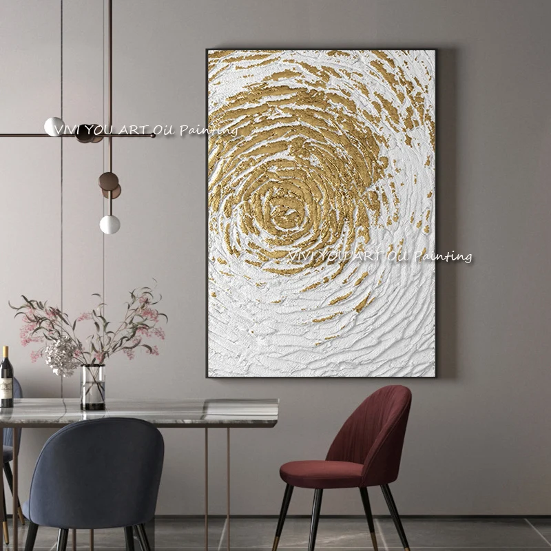 Handmade Modern Gold Foil Circle Abstract Oil Painting on Canvas Abstract Textured Wall Art Pictures for Living Room Home Decor
Handmade Modern Gold Foil Circle Abstract Oil Painting on Canvas Abstract Textured Wall Art Pictures for Living Room Home Decor