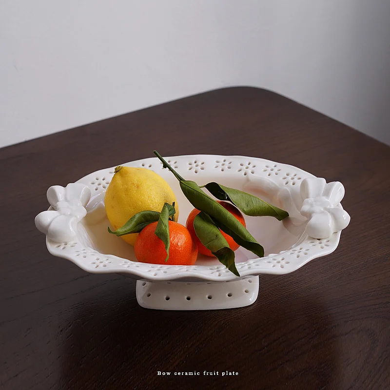 European embossed three-dimensional high foot fruit plate lovely bow handle palace plate
European embossed three-dimensional high foot fruit plate lovely bow handle palace plate